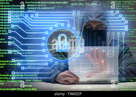 Young hacker in cybersecurty concept Stock Photo