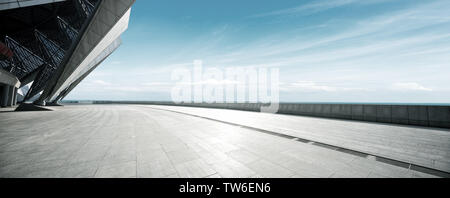 Empty floor with blue cloudsky Stock Photo