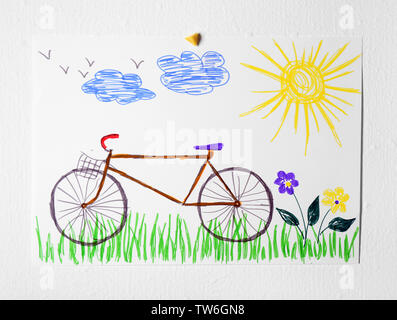 Premium Vector | Simple bicycle drawing for kids coloring page