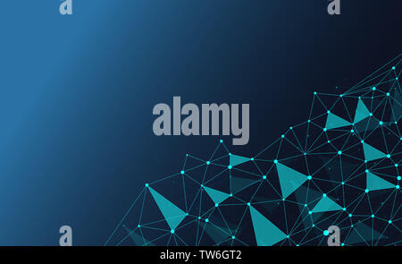 Interconnected dot wire material with a sense of technology. Big data concept background. Stock Photo
