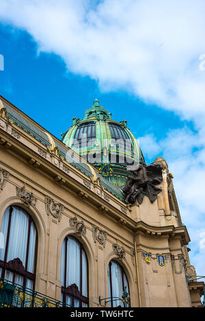 The Municipal House in Prague, capital of the Czech Republic.Municipal House is a building that houses Smetana Hall and a wonderful Art Deco cafe Stock Photo