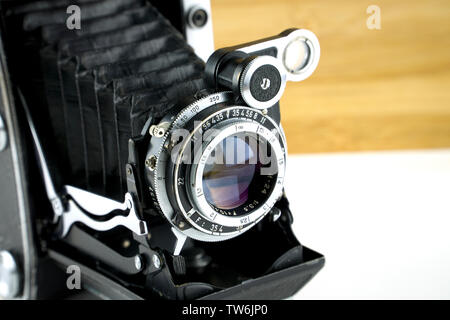 Old Vintage Black Folding Film Photography Camera Stock Photo