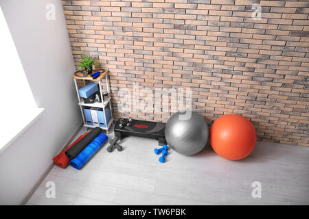 Different Physiotherapy Equipment In Room Stock Photo, Picture and