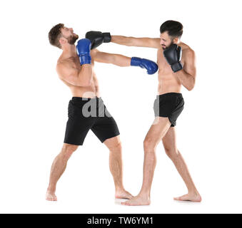 Male boxers fighting on white background Stock Photo