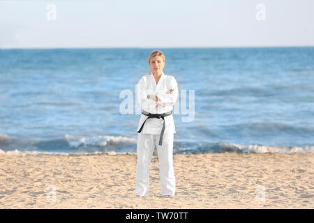 Female karate instructor outdoors Stock Photo