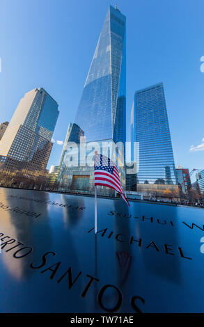 NEW YORK CITY- MARCH 25, 2018 : Ground Zero memorial  one of the main Manhattan Landmarks Stock Photo