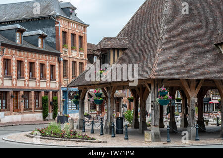 Lyons La Forêt - June 3, 2019: buildings and streets of the medieval city Stock Photo