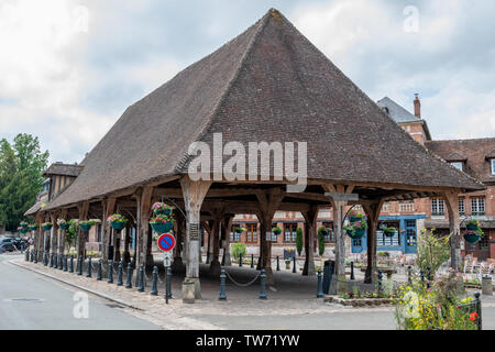Lyons La Forêt - June 3, 2019: buildings and streets of the medieval city Stock Photo
