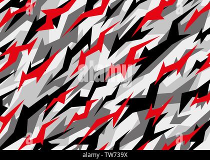 Grey camouflage pattern with red tones. Modern abstract camo Vector background illustration for web, banner, backdrop, graphic or surface design use Stock Vector