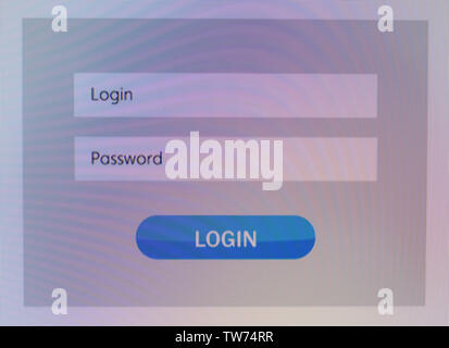 Login and password on monitor screen Stock Photo