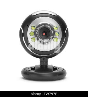 Round Web Camera Isolated on White Background. Stock Photo