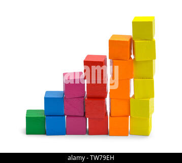 Wood Blocks Stacking Up Isolated on White Background. Stock Photo