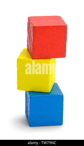 A stack of three plastic colored cubes isolated Vector Image