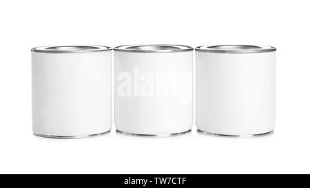 Paint cans, isolated on white Stock Photo