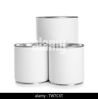 Paint cans, isolated on white Stock Photo