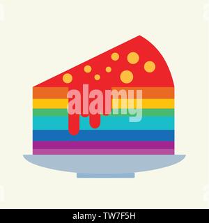 slice of rainbow cake vector illustration Stock Vector