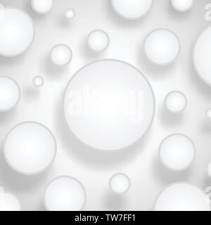 White circle paper cut style with drop shadows on white background Stock Vector