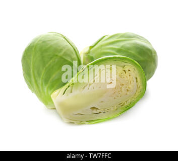 Fresh Brussels sprouts isolated on white Stock Photo
