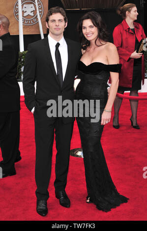 LOS ANGELES, CA. January 27, 2008: James Marsden & wife Lisa Linde at the 14th Annual Screen Actors Guild Awards at the Shrine Auditorium, Los Angeles, CA. © 2008 Paul Smith / Featureflash Stock Photo