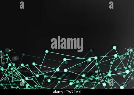 Abstract futuristic shape. Computer generated. Technological connection. dark color background Vector illustration Stock Vector