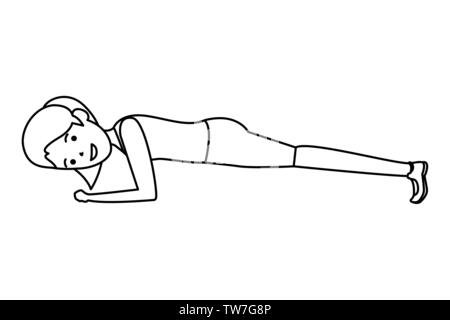 happy athletic girl doing push ups Stock Vector