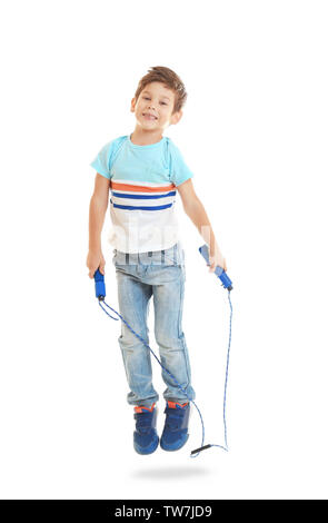 Cute Boy Skipping Rope On White Background Stock Photo By, 41% OFF