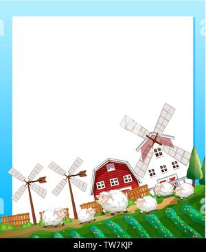 Nature rural farm border illustration Stock Vector