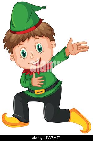 A boy wearing elf costume illustration Stock Vector