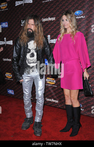 LOS ANGELES, CA. October 18, 2008: Rob Zombie & wife Sheri Moon Zombie at Spike TV's Scream 2008 Awards at the Greek Theatre, Hollywood. © 2008 Paul Smith / Featureflash Stock Photo
