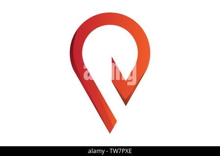 letter P and point map logo Designs Inspiration Isolated on White Background Stock Vector