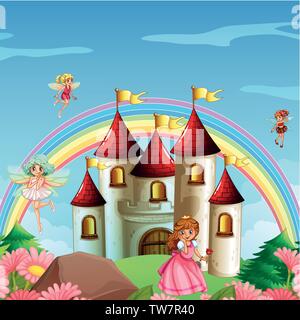 Princess in fantasy land illustration Stock Vector