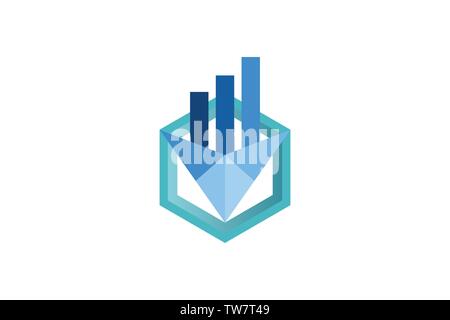 fox and data analytic logo Designs Inspiration Isolated on White Background Stock Vector