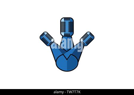 microphone logo Designs Inspiration Isolated on White Background Stock Vector