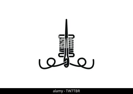 needle and yarn, tailor logo Designs Inspiration Isolated on White Background Stock Vector