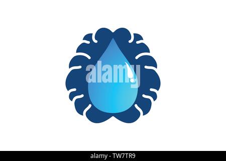 brain and water drop logo Designs Inspiration Isolated on White Background Stock Vector