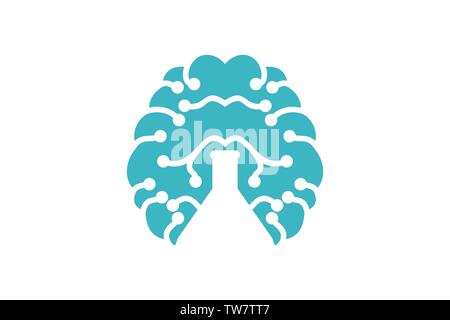 brain and glass tube logo Designs Inspiration Isolated on White Background Stock Vector
