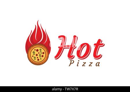hot pizza logo Designs Inspiration Isolated on White Background Stock Vector