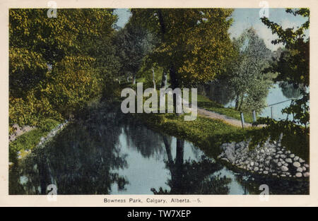Bowness Park Calgary Alberta, 1940s old postcard Stock Photo