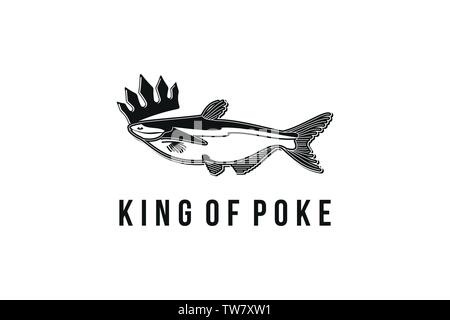milkfish, poke king logo Designs Inspiration Isolated on White Background Stock Vector