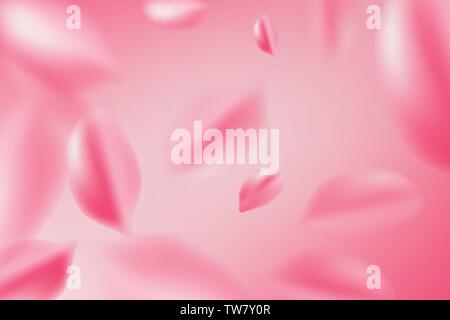 Falling red rose petals isolated on white background. Vector illustration with beauty roses petal Stock Vector