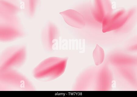 Falling red rose petals isolated on white background. Vector illustration with beauty roses petal Stock Vector