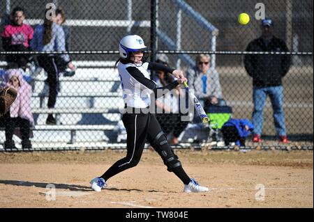 Batter making contact with a pitch. USA. Stock Photo