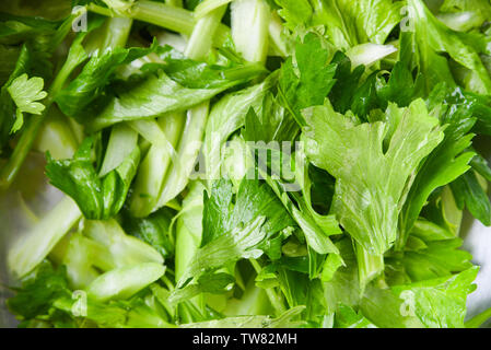 Fresh Celery vegetable / leaves of celery slice background for health food Stock Photo