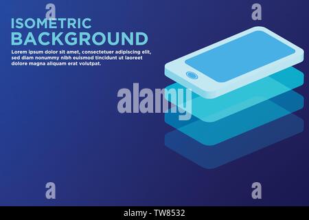 Isometric Smart phone background Stock Vector