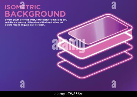 Isometric Smart phone background Stock Vector