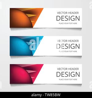 Abstract design banner, web template with three different color, layout header templates, modern vector illustration Stock Vector