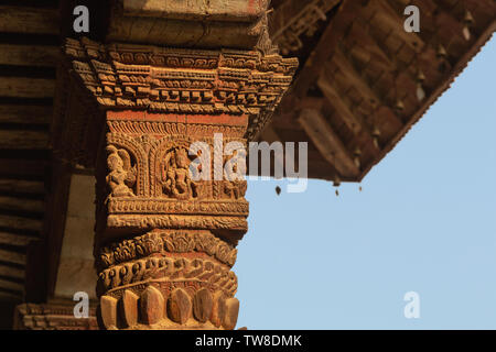 Carving at Nyatapola Temple,Taumadhi Square, Bhaktapur, Province No. 3, Nepal, Asia Stock Photo