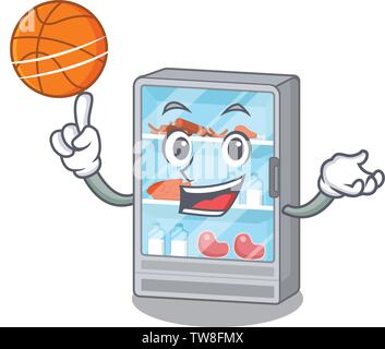 With basketball refrigerator isolated with in the character Stock Vector