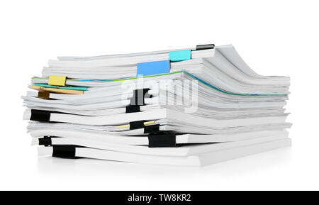 Stack of documents on white background Stock Photo