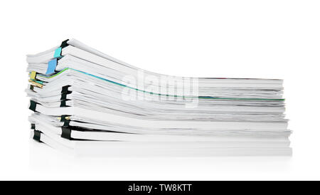 Stack of documents on white background Stock Photo